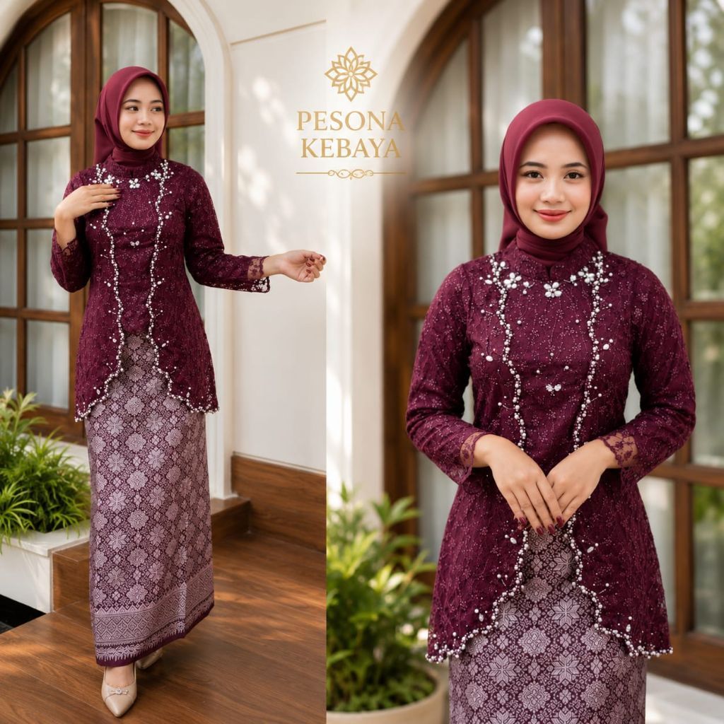 Kebaya Zahra Tulle Premium | Kebaya Brokat Modern Elegan | Set Kebaya Wanita Pesta Wisuda Lamaran Ko
