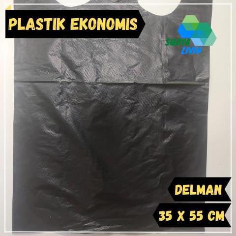 Pack- Kantong Plastik Kresek Delman Ekonomis Uk. 35 Hitam Isi 50 Lembar