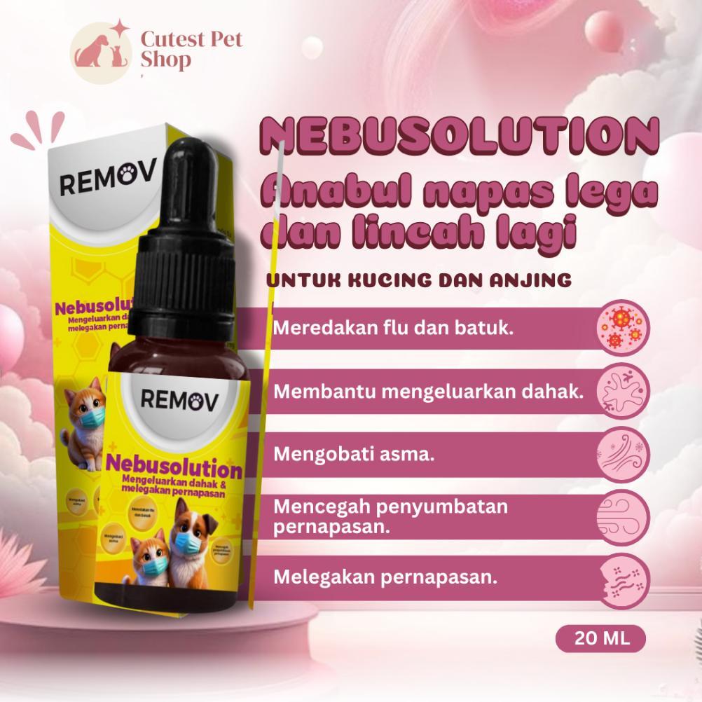 Remov Nebusolution 20ml Obat Uap untuk Kucing & Anjing Bantu Redakan Flu Batuk Asma Sesak Napas Disk
