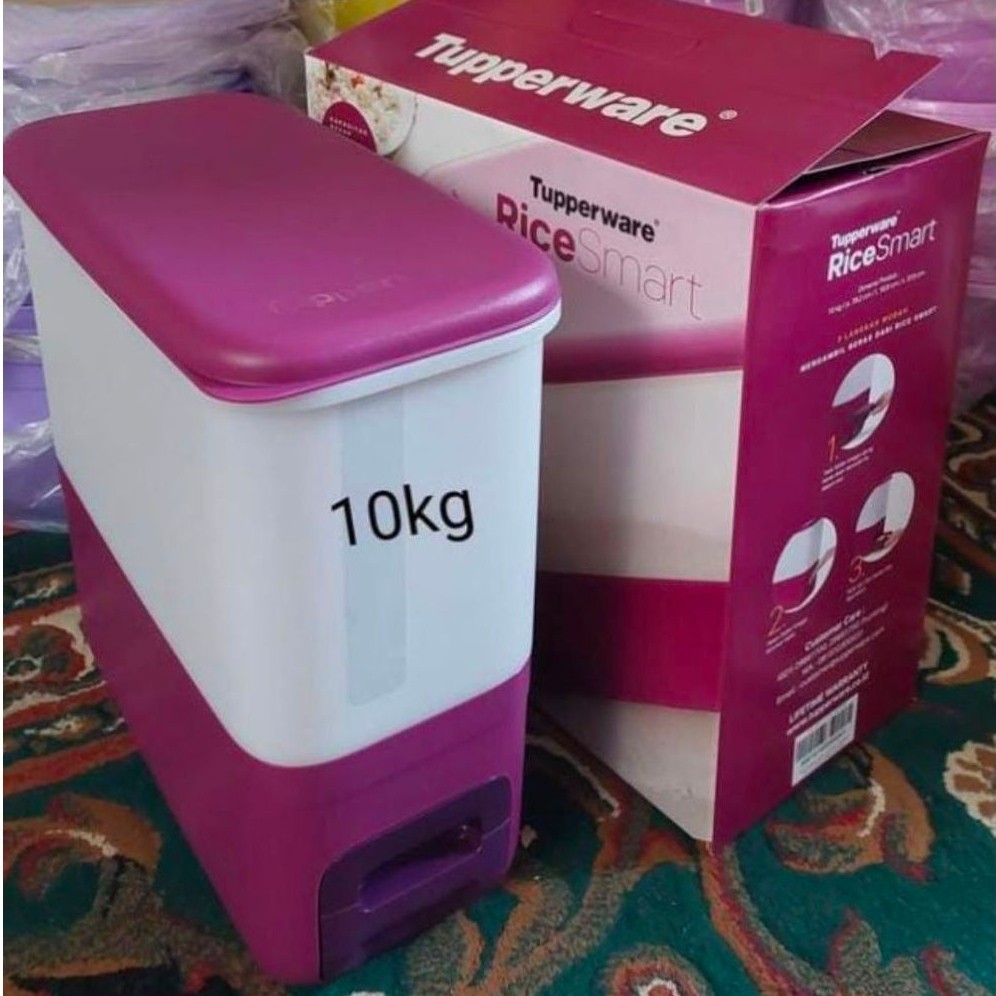 Rice Smart 10kg Tupperware Putih Ungu tempat beras