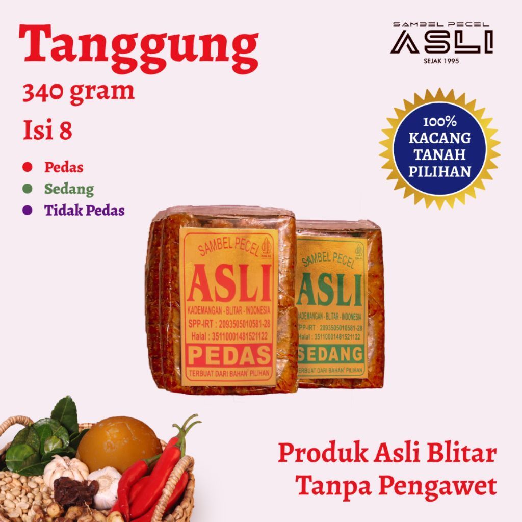 Sambel Pecel Asli Kemasan 340 Gr | Bumbu Pecel Instan | Pecel Asli Blitar | Pecel Blitar Enak | Oleh