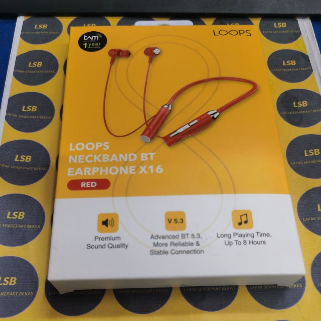 EARPHONE LOOPS NECKBAND BT HEADSEAT X16 RED LOOPS ORIGINAL