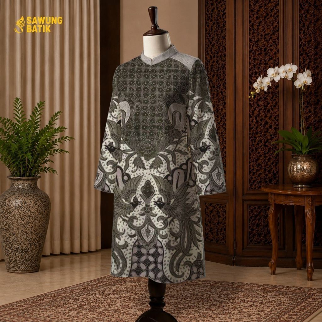 Kain Batik Tulis Sutra Tanahan -Blus  Lajuran Wanita - PF