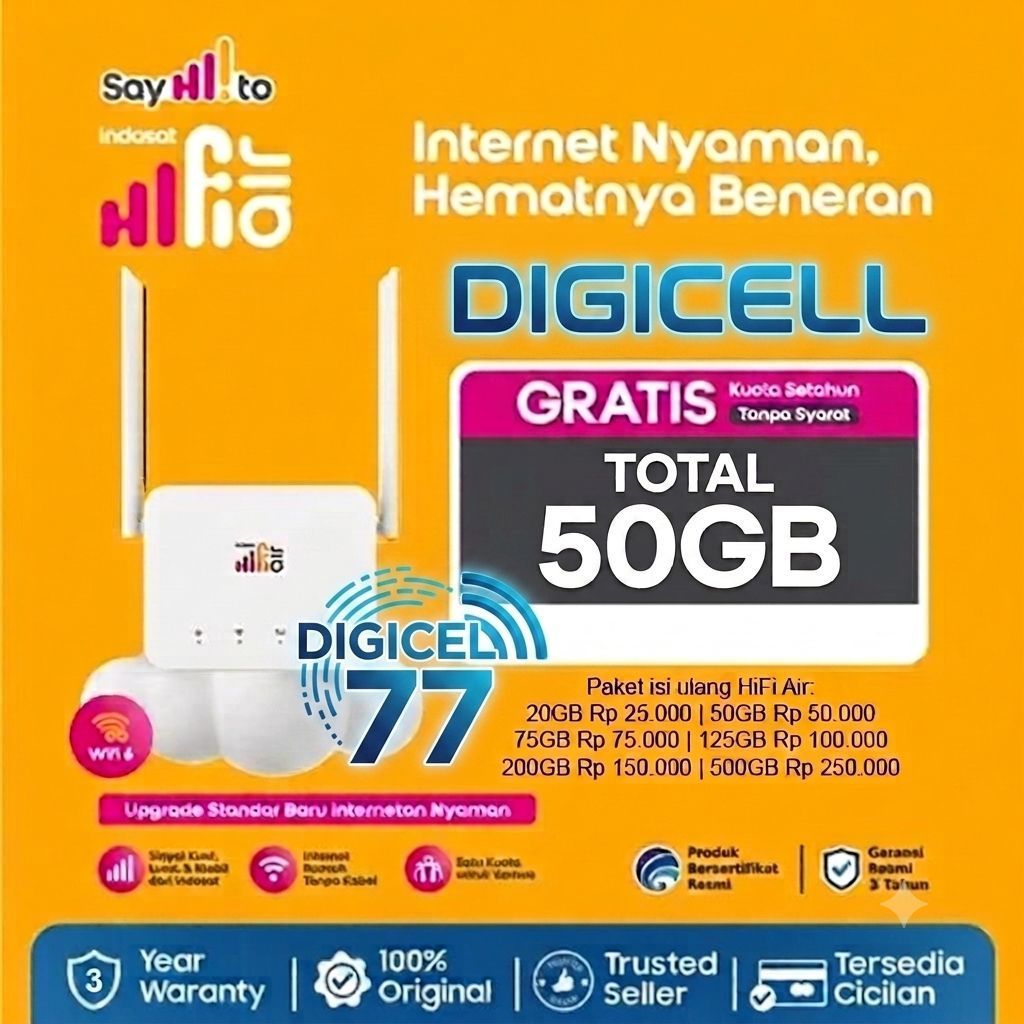 MODEM HIFI HKM + KUOTA TRI 50gb nasional