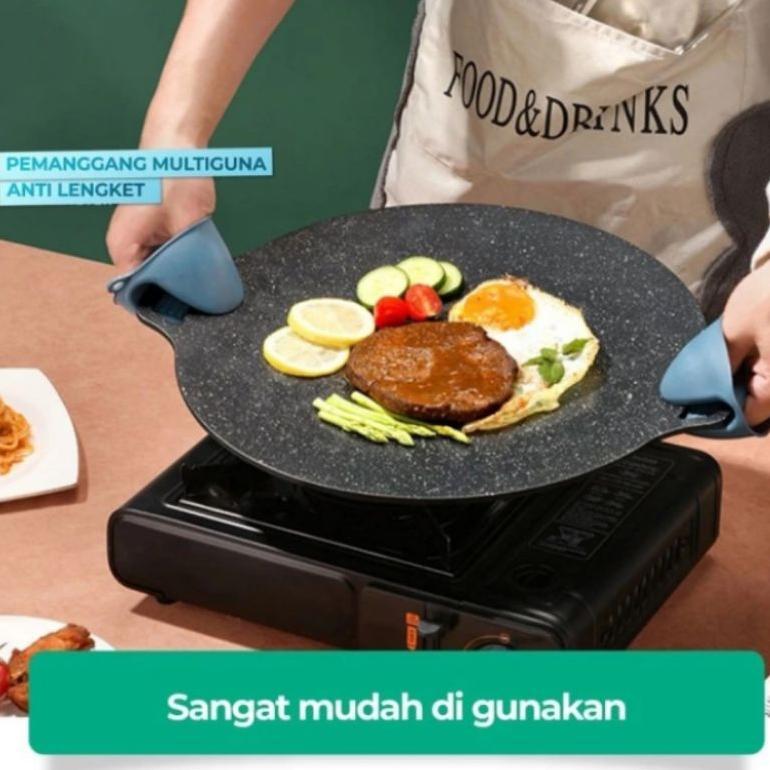 WAJAN KONDUKSI BULAT SERBAGUNA / GRILL PAN ANTI LENGKET 33cm / PANCI TEFLON PANGGANG BAKAR BAKAR BBQ