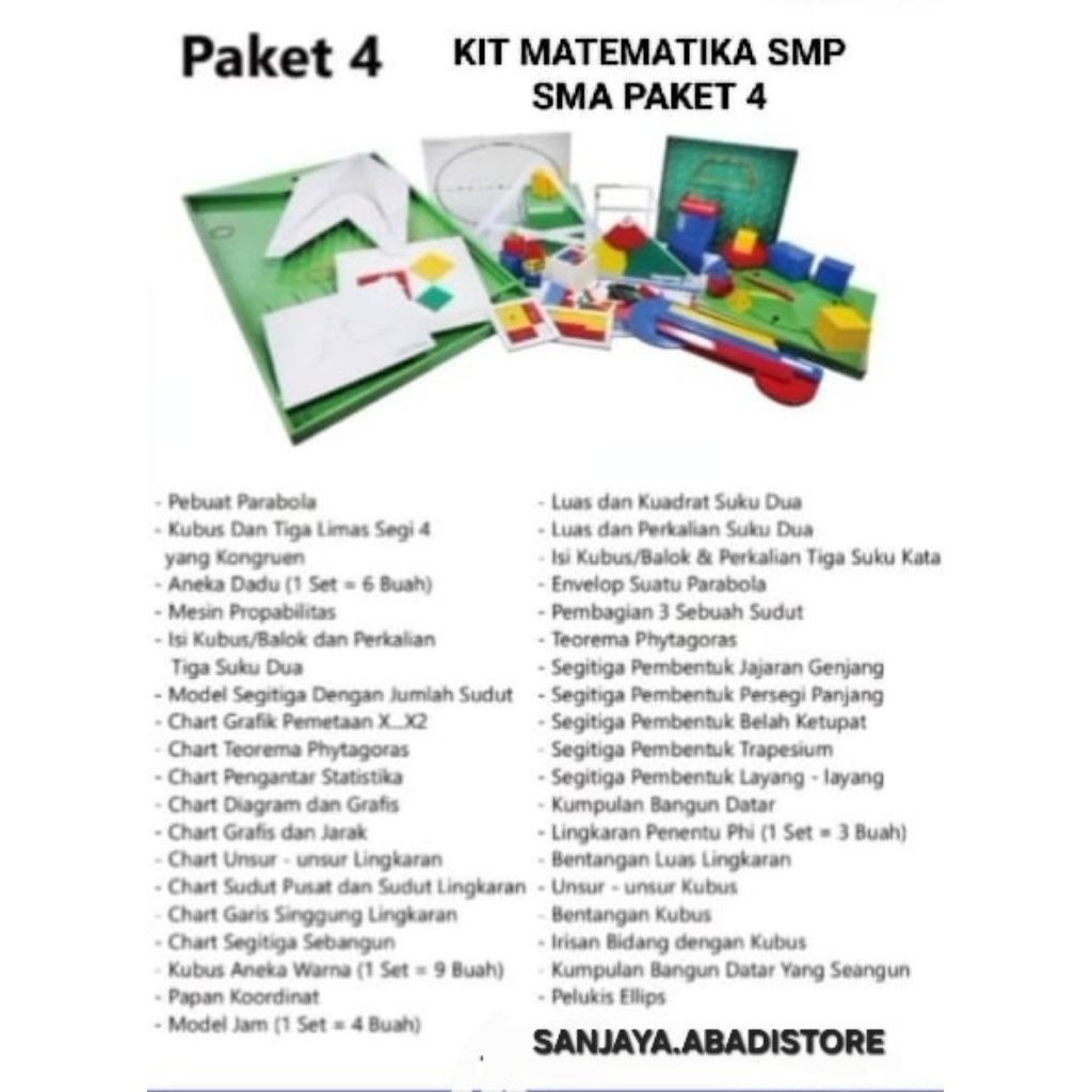 KIT ALAT PERAGA PENDIDIKAN MATEMATIKA PAKET 4 SMP SMP