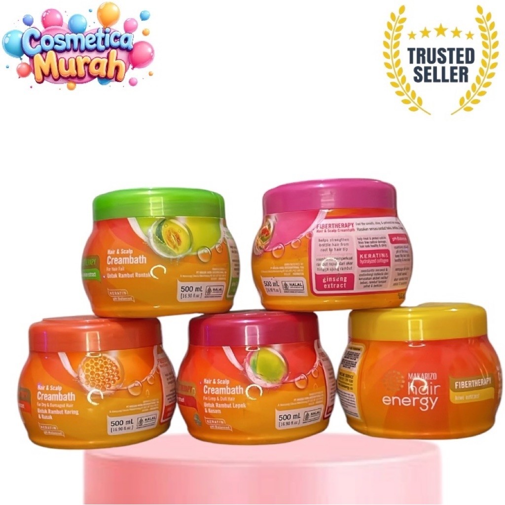 oi.px] MAKARIZO hair energy fibertheraphy hair & scalp creambath 500 ml - masker rambut