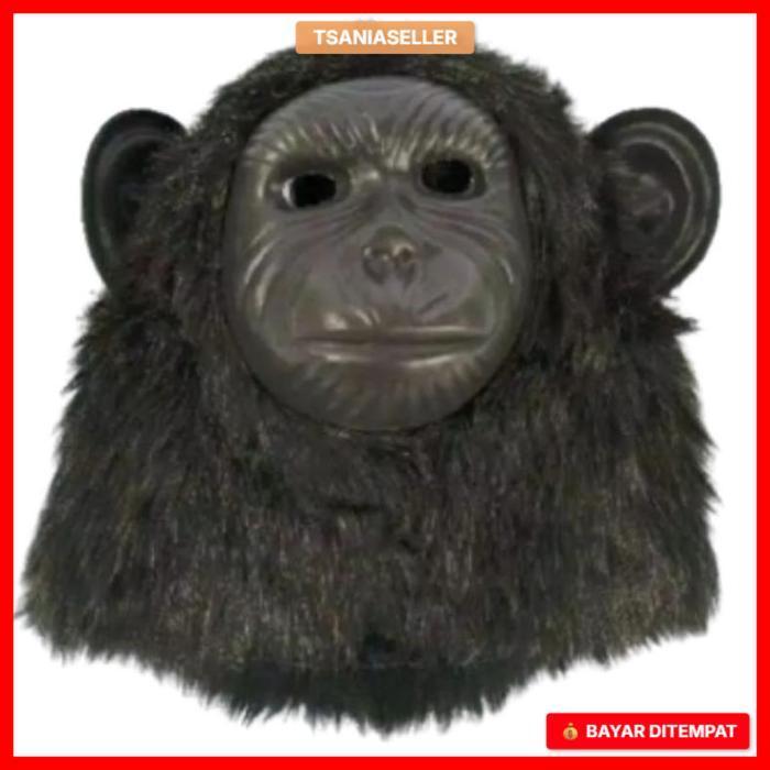 TOPENG BENTUK MONYET GORILA KINGKONG WARNA COKLAT HITAM PUTIH BAHAN HALUS - MAINAN ANAK