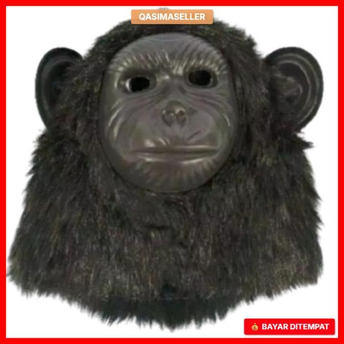 TOPENG BENTUK MONYET GORILA KINGKONG WARNA COKLAT HITAM PUTIH BAHAN HALUS - MAINAN ANAK