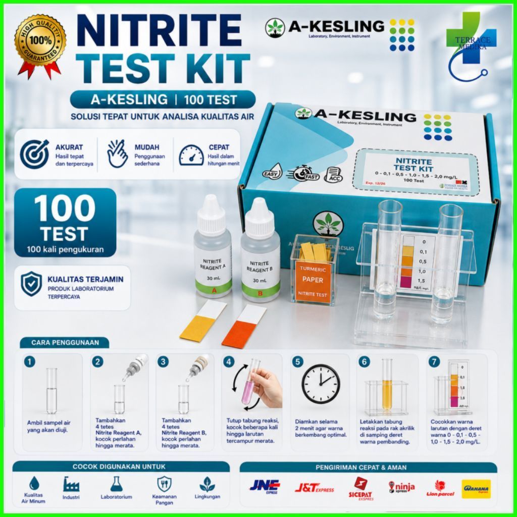 Nitrite Nitrit Test Kit 50 dan100 Test Alat Uji Kadar Kualitas Air Water Quality