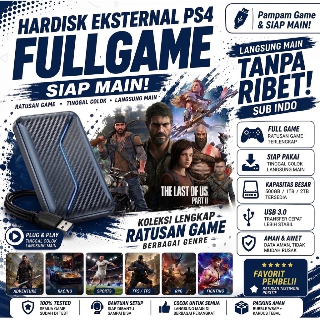 Hardisk Eksternal Full Game PS4 | Game Sub Indonesia