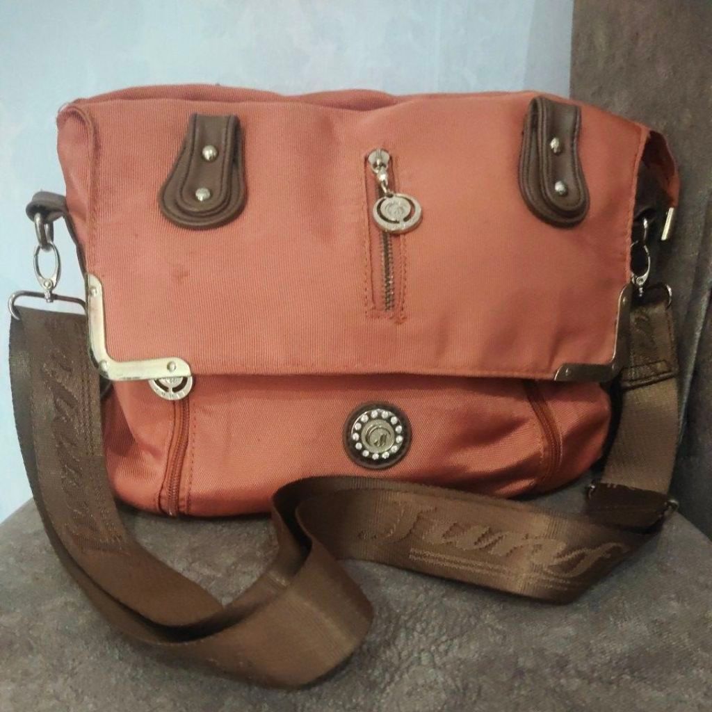 Sling Bag Nilon tebal orange JUNFA