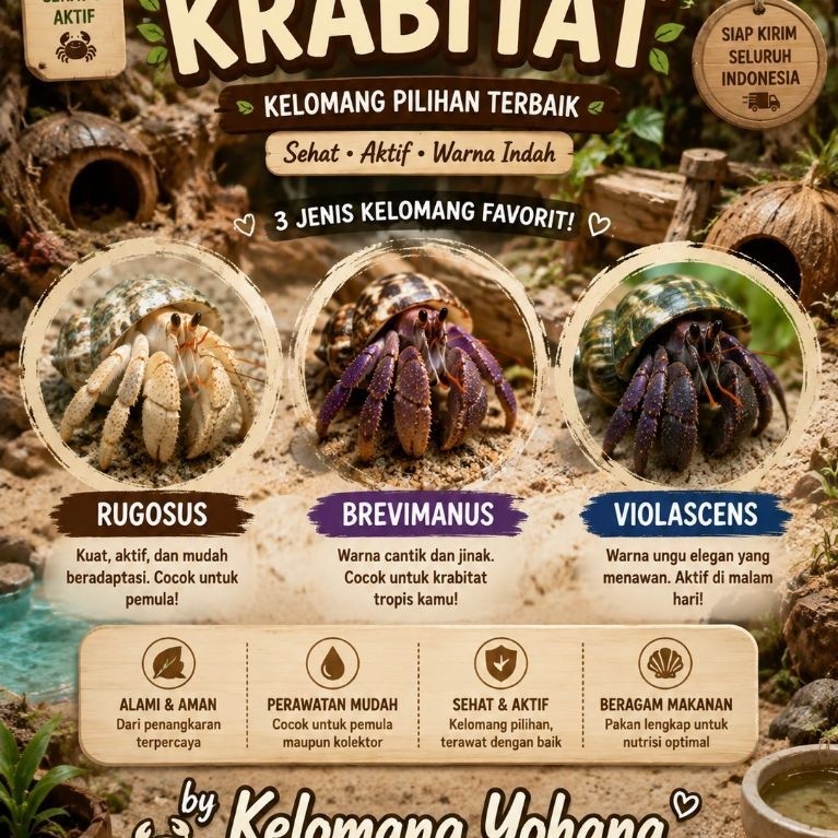 Pertapa Darat air asin dan tawar kita sebut umang atau kelomang, coenobita, kelomang darat