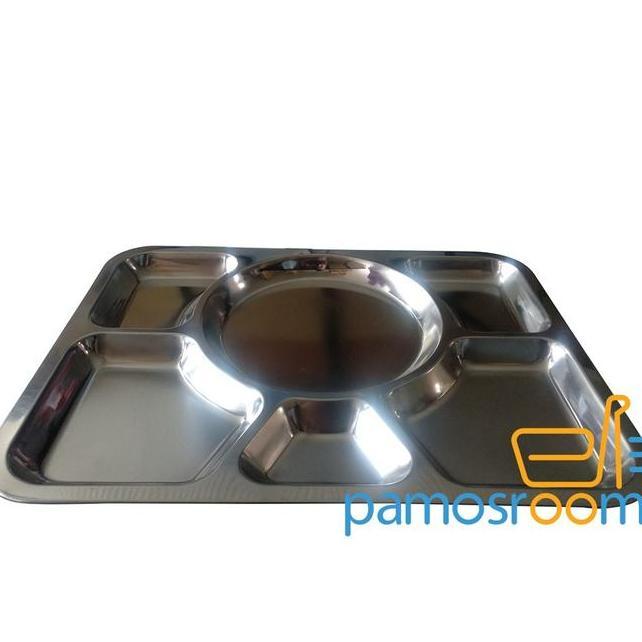 Nampan Plato Stainless Nampan Ompreng Rumah Sakit Sekat 6 Segi Nampan Stainless Foodgrade