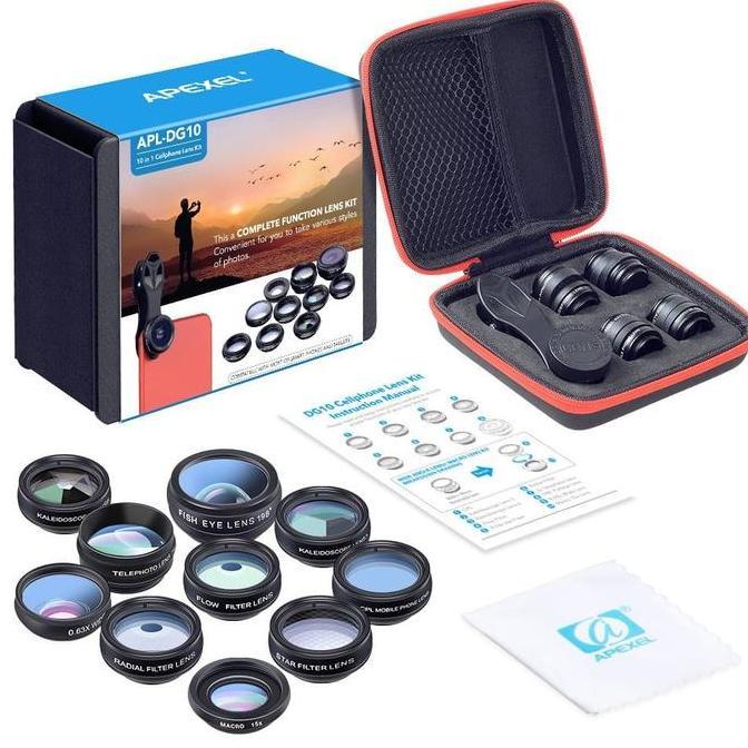 nofrizalabadi - apexel 10 in 1 lensa fisheye macro star wide angle lens - dg10