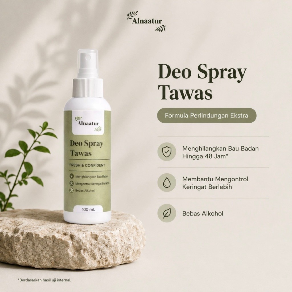 Alnaatur Extra Protection Deodorant Tawas Spray 100ml | Deo Spray Tawas Dosis Tinggi Bebas Alkohol