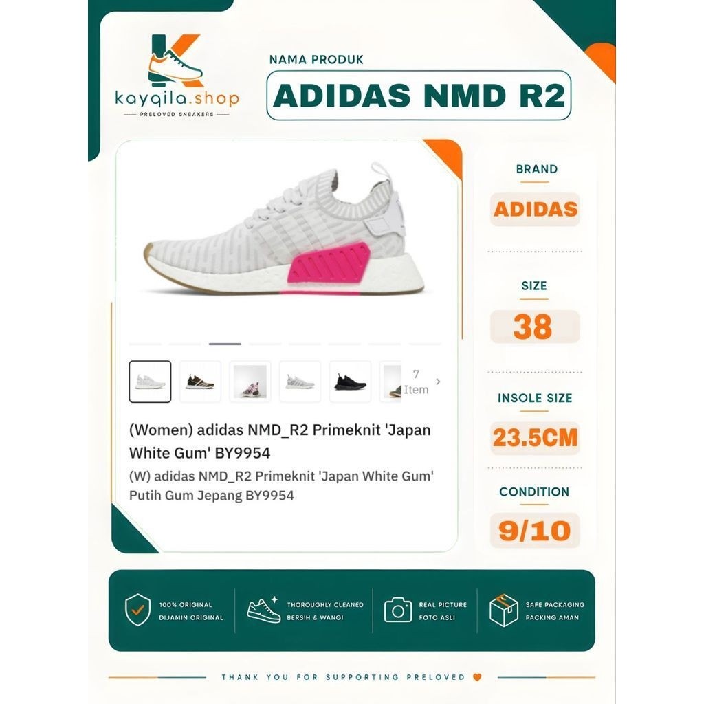 Sepatu Adidas NMD R2 Size 38 Preloved Second Original