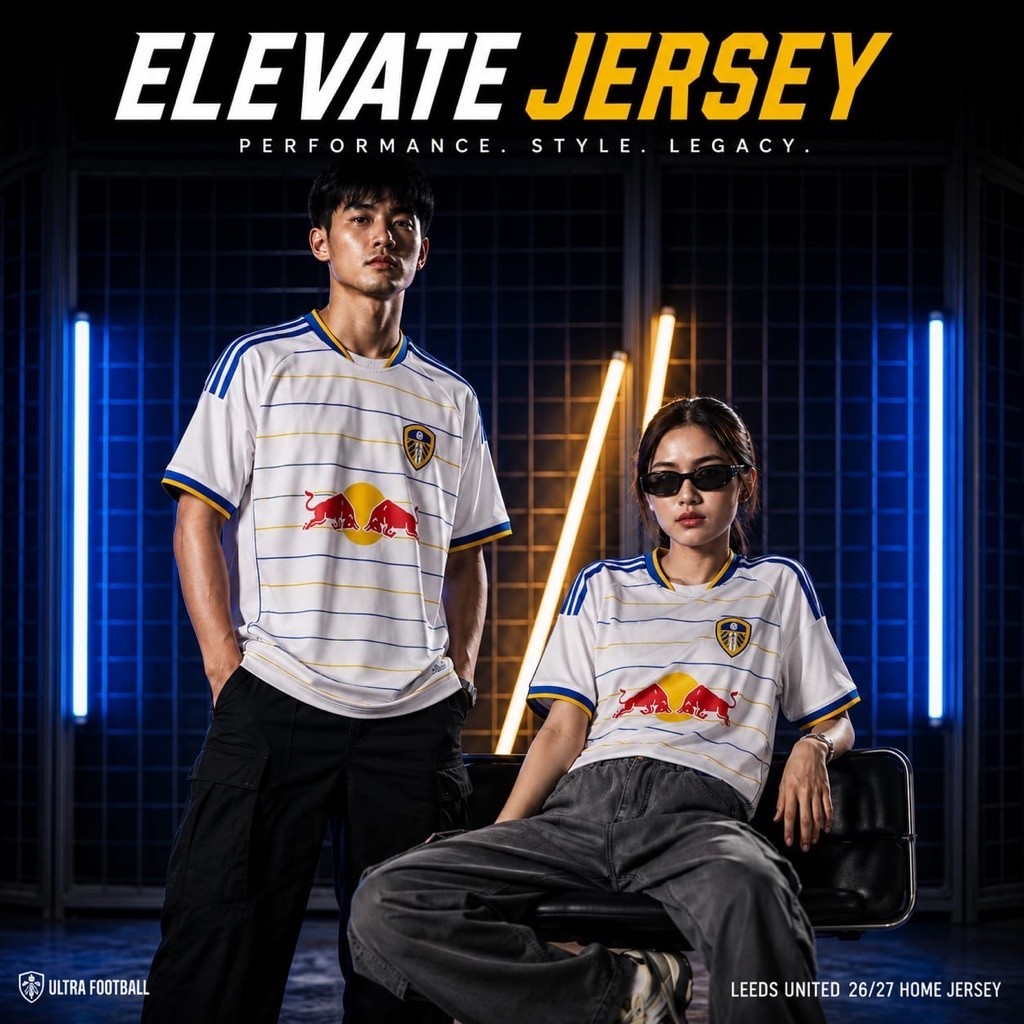 Jersey Bola Leeds putih Premium Full Printing | Jersey Futsal Football