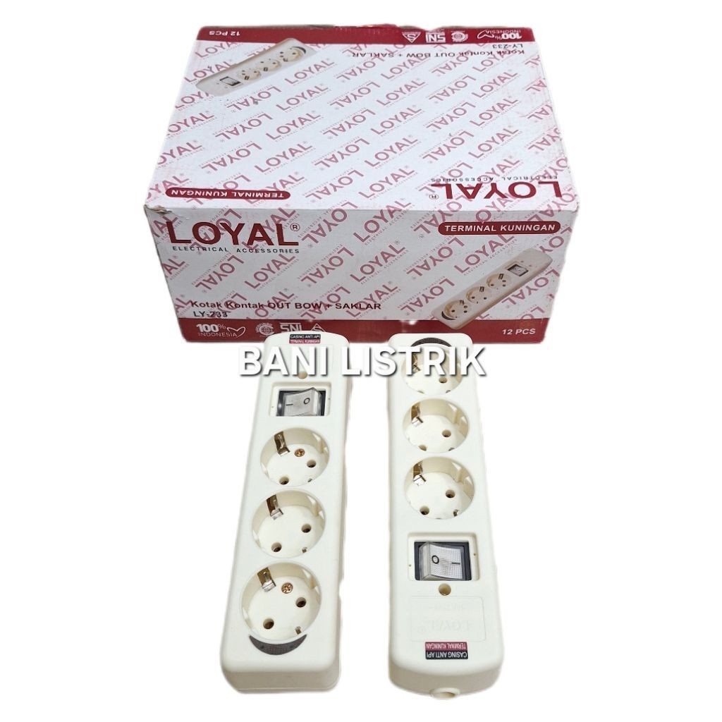 Stop Kontak Loyal Terminal Colokan 3 Lubang + Saklar SNI