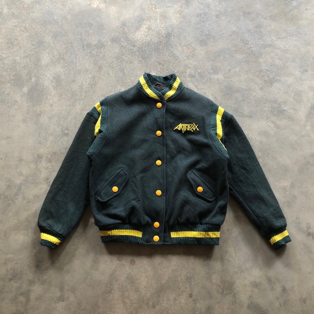 vintage anthrax varsity wool jacket