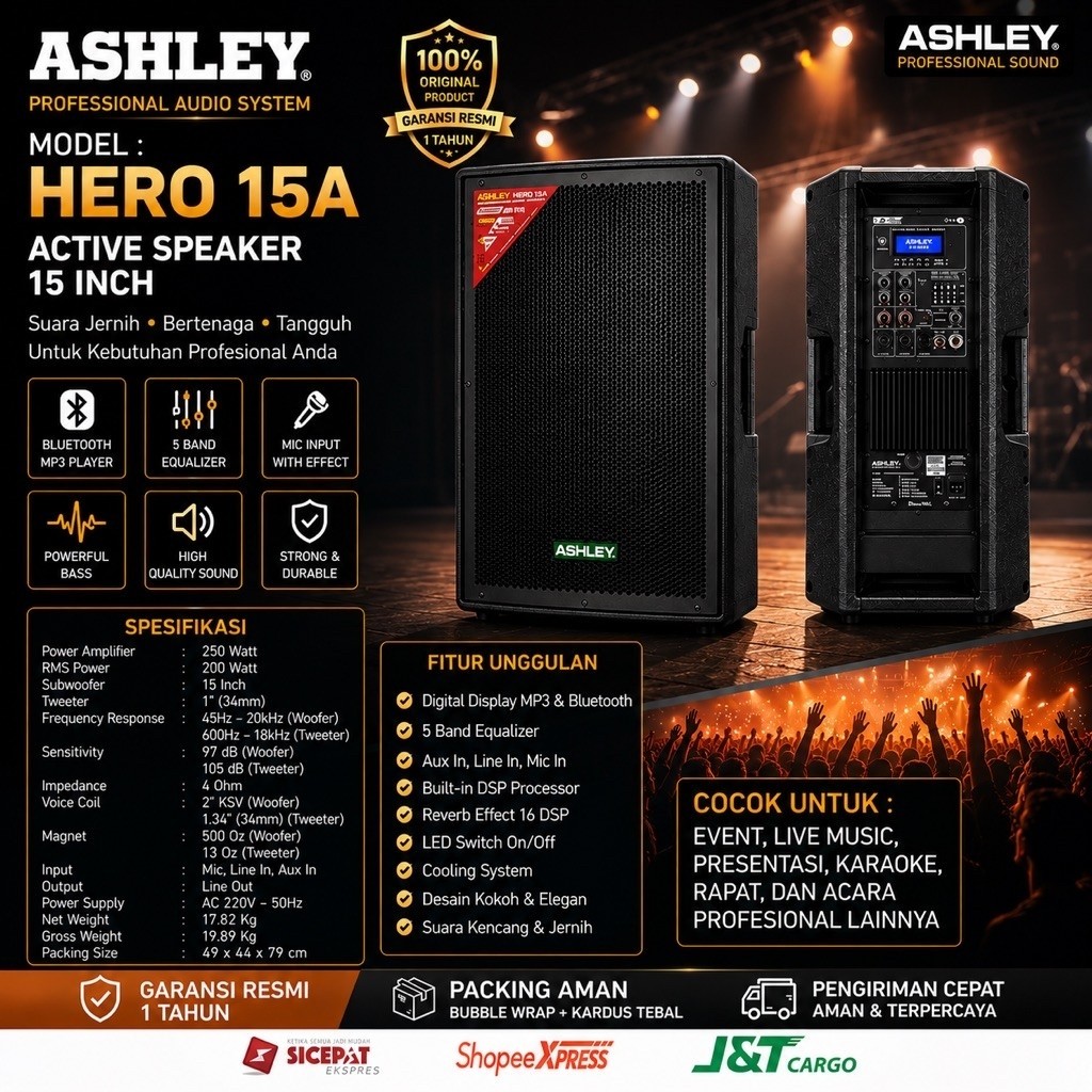 Speaker Aktif Ashley Hero 15A Original Speaker 15inch Ashley