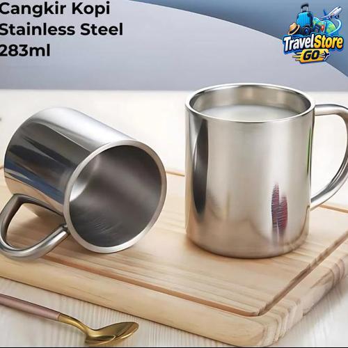 Mug Stainless Tebal / Cangkir Kopi Stainless Steel 283ml