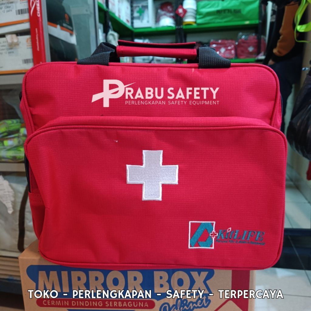 Tas Selempang P3K Warna Merah + Isi / Tas Emergency P3K Lengkap Dengan isi A - B Dan C