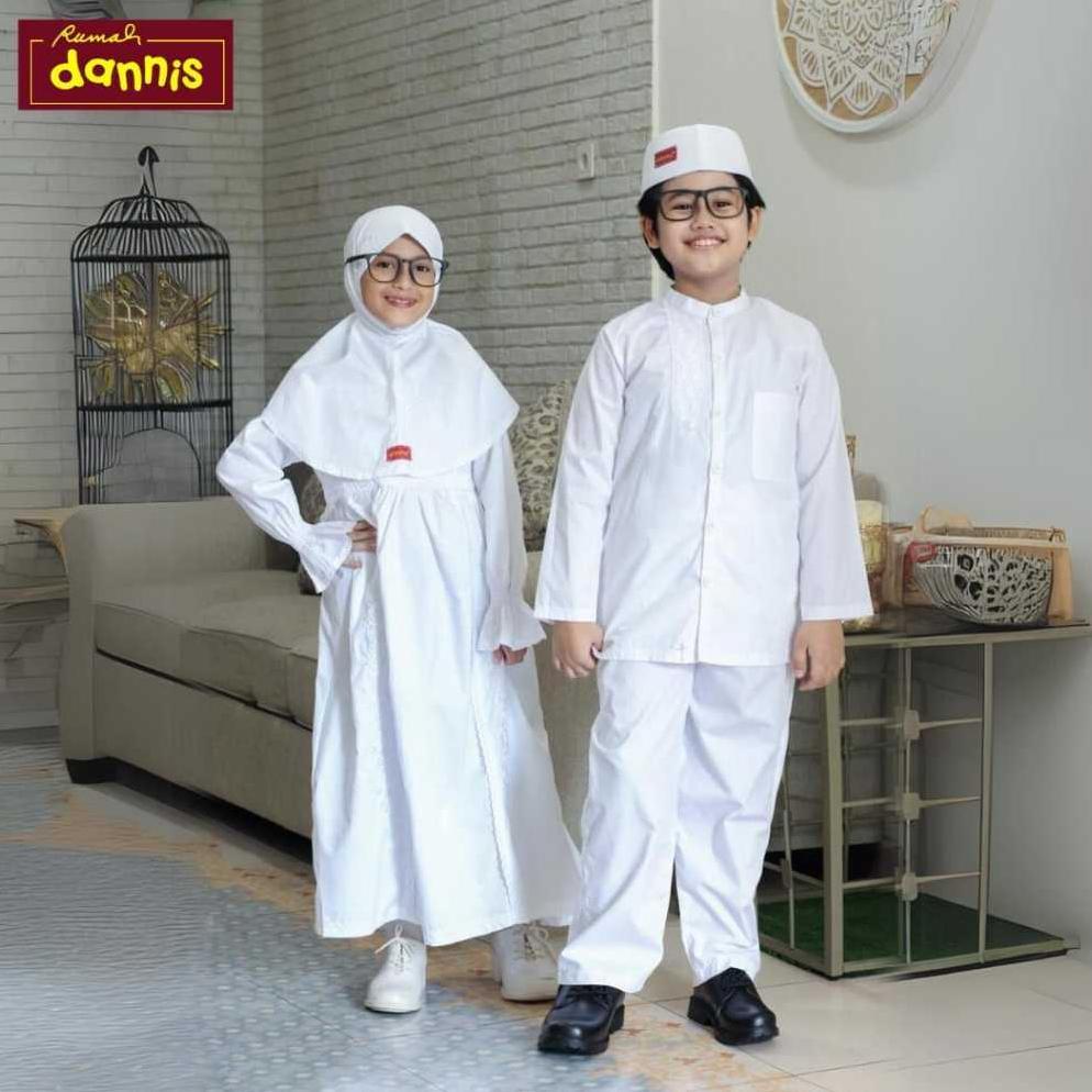 Terlaris Couple Dannis Anak / Ihrom Dannis Anak / Setelan Putih Dannis Anak / Gamis Putih Dannis Ana