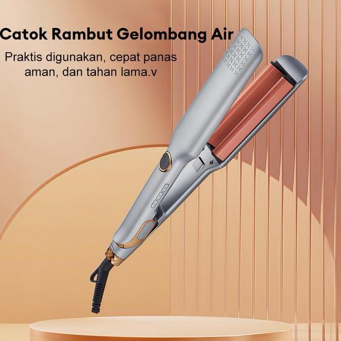 regazon.id - tixx catok rambut gelombang air v2058 dua ukuran 19mm/11mm suhu 100-230c ion negatif lc