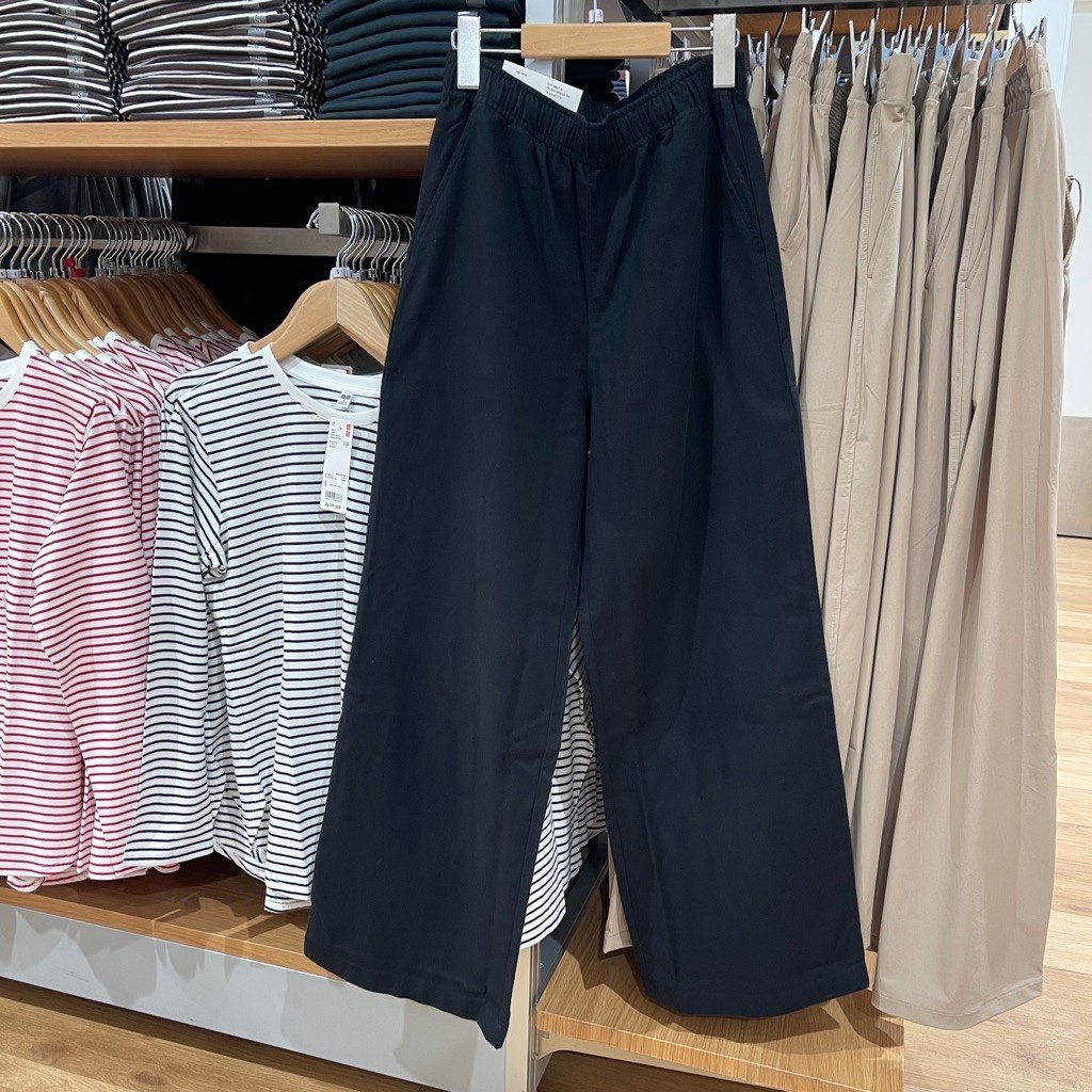 Celana Uniqlo Woman Rileks Flannel Black