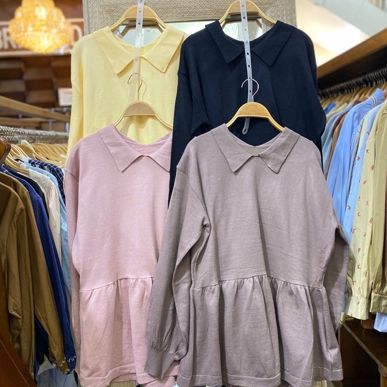 ATASAN RAJUT WANITA BEKERAH BABYDOLL