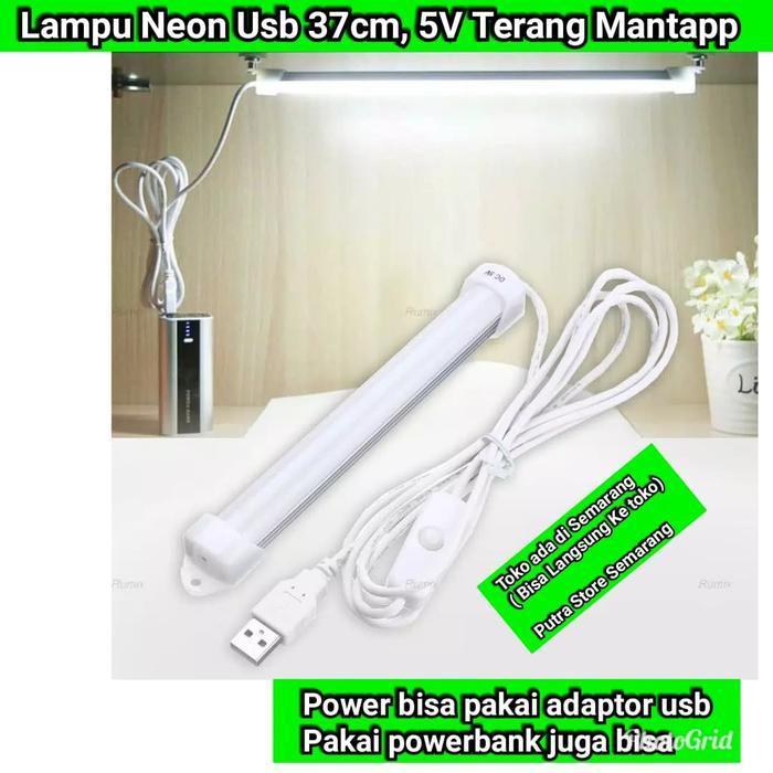 Lampu Neon Usb Panjang 37 cm Lampu Usb Lampu Belajar Neon Portable