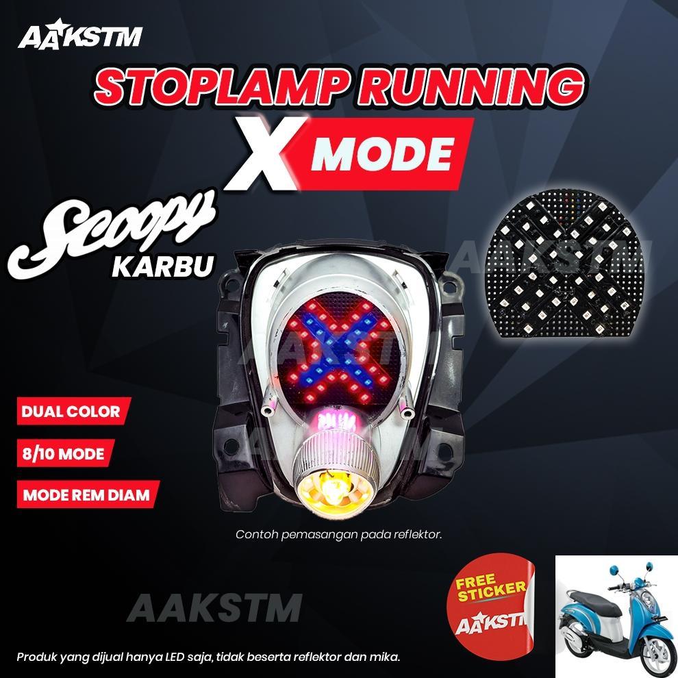 Lampu Rem Running X Mode Scoopy Karbu LED 8 10 Mode Running Lampu Belakang Modifikasi Motor