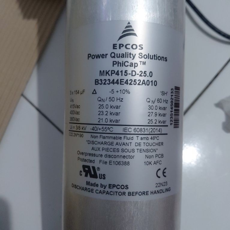 KAPASITOR/CAPACITOR EPCOS MKP415-D-25.0 25KVAR 25 KVAR 415VAC/KAPASITOR/CAPACITOR EPCOS 25KVAR 415V 