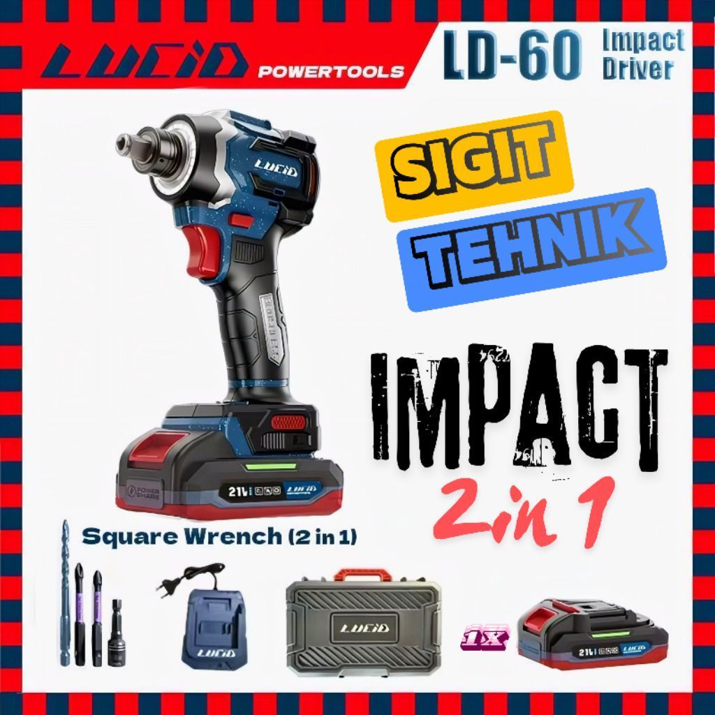 LUCID LD 60 IMPACT WRENCH 2IN 1 KONDISI BARU BATTERAI 1 CHECKOUT LANGSUNG DI KIRIM