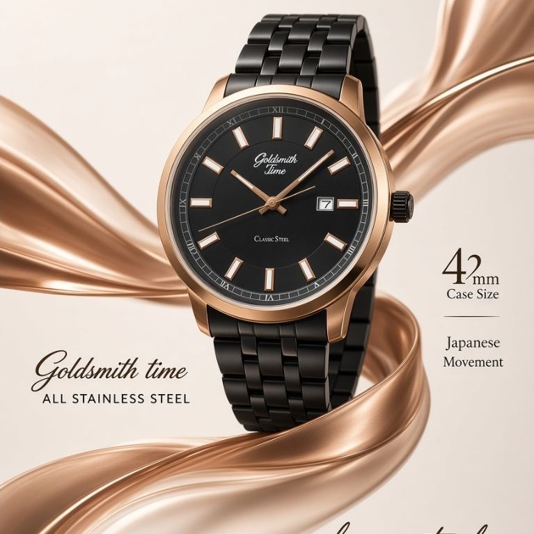 Goldsmith Time 8049/50 RT S/S B Jam Tangan Pria/Wanita Anti Air All Stainless Steel Original 100%
