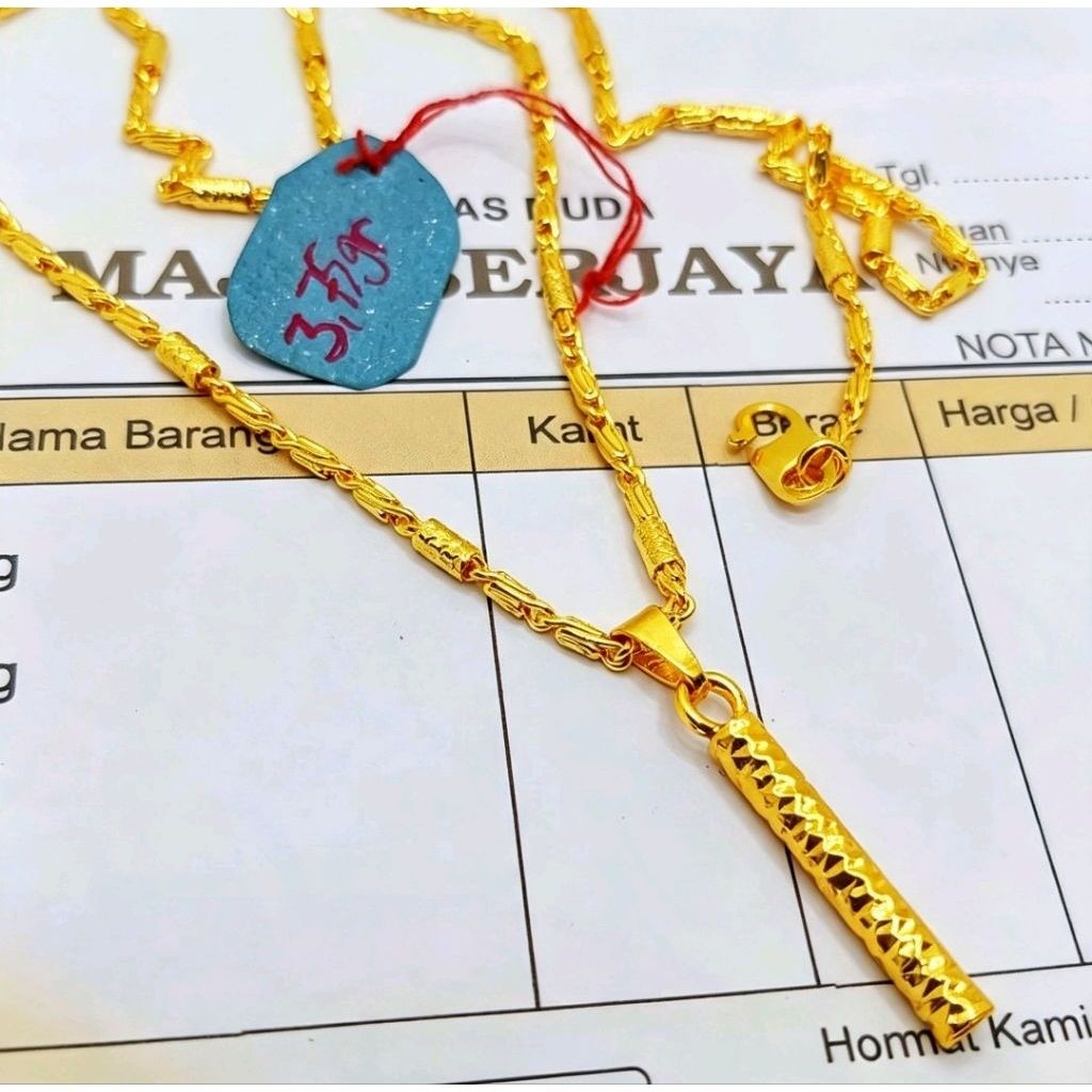 KALUNG BAMBU LIONTIN BAMBU BRACELET PERHIASAN WANITA BERLAPIS EMAS MUDA FREE SURAT DARI TOKO