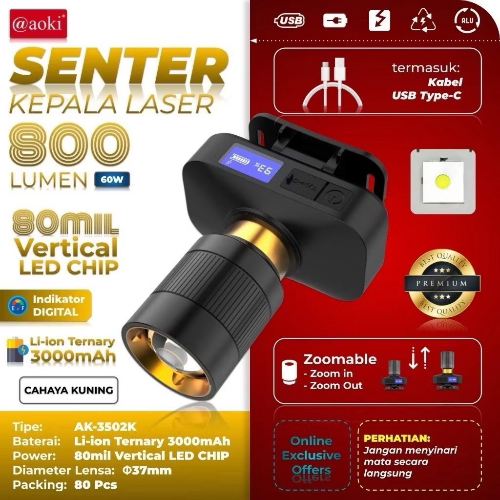 PROMO SENTER KEPALA AOKI AK 3502 k ( CAHAYA KUNING  ) / AOKI SENTER KEPALA DIGITAL 60W 3502K