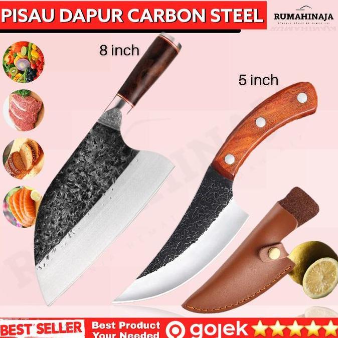 Pisau Dapur Carbon Steel Super Tajam Pemotong Daging Original Jepang