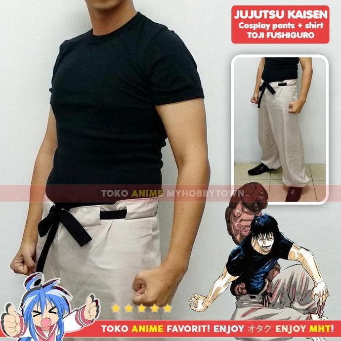 Kostum Cosplay Anime Set Kaos Celana Fushiguro Toji Jujutsu Kaisen Animasi Jepang