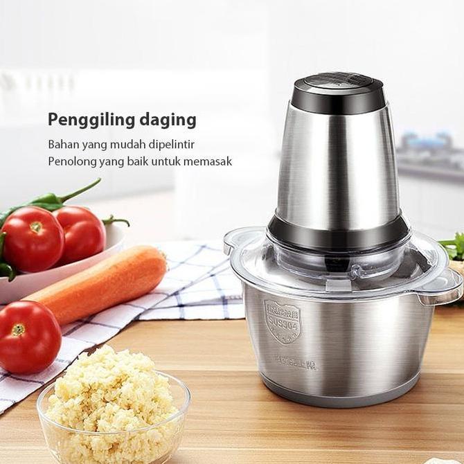 VISHAL Combo spesial 3 in 1  Blender Daging Penggiling Chopper Stainless + Oil Pot Wadah Penyaring M