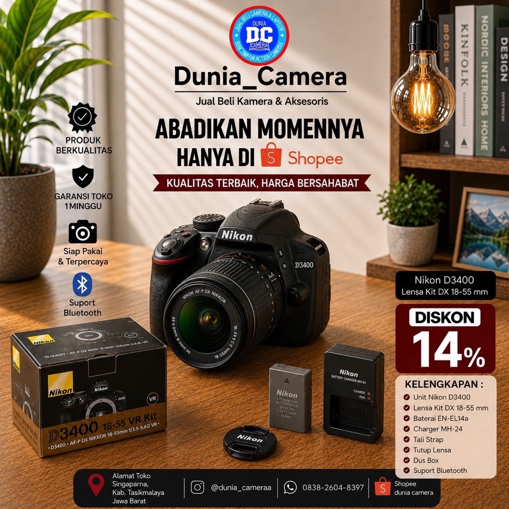 Nikon d3400 bekas mulus no vignet