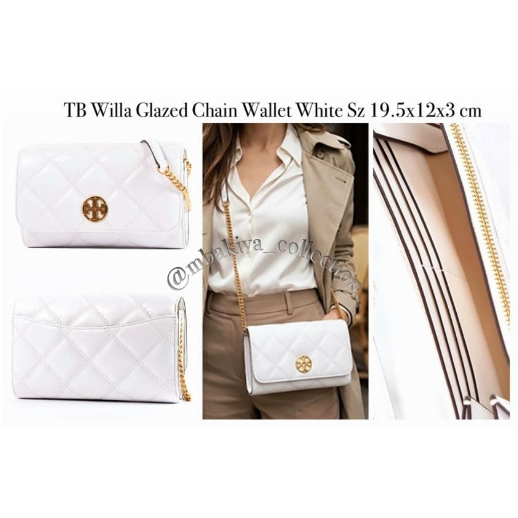 TB Willa Glazed Chain Wallet White