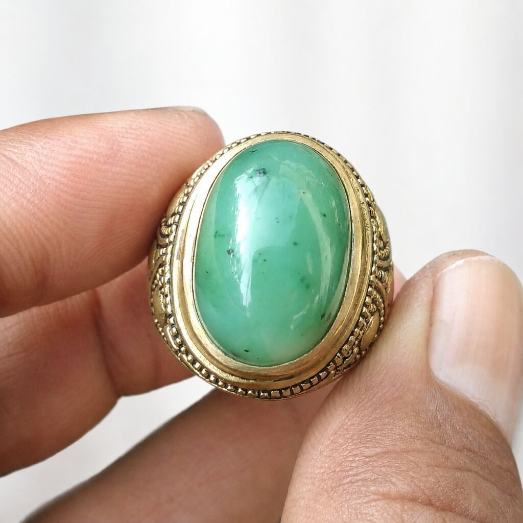 Cincin Aksesoris Pria Batu Giok Aceh Natural Original