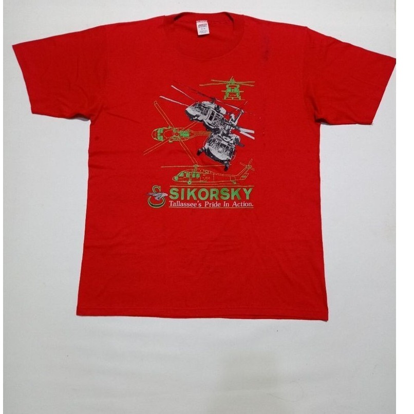Kaos Vintage 90s Jerzees By Russel Made In USA Warna Merah Size XL Second Brand Jerzees