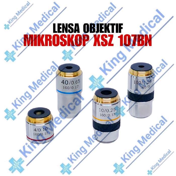 Lensa Objektif/Objective 4x - 10x - 40x - 100x Microscope Mikroskop Binokuler XSZ 107BN - OBJEKTIF 4