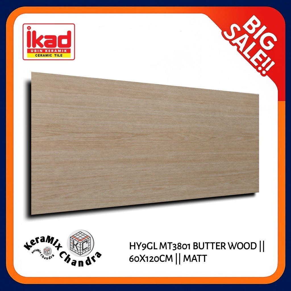 Granit Motif Kayu muda 60x120 IKAD BUTTER WOOD KW 1 GRADE A