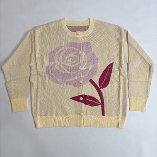 Delova Wardrobe - Cardigan Mawar Atasan Knit Rajut  Premium Wanita Motif Bunga Lengan Panjang All Size Soft | Outer Murah Motif Bunga |Rajut Korean Style Premium