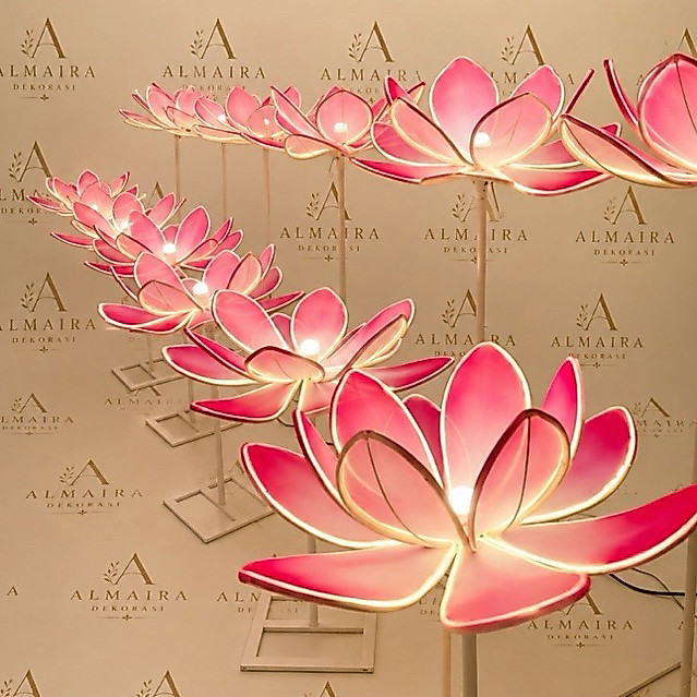 Lampu Hias Bunga Lotus Teratai LED | Lampu Dekorasi Wedding Pelaminan | Lampu Bunga Hias Estetik