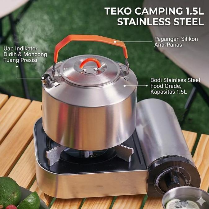 SAMBINAKA Teko Camping Outdoor Teapot Kettle Stainless Steel